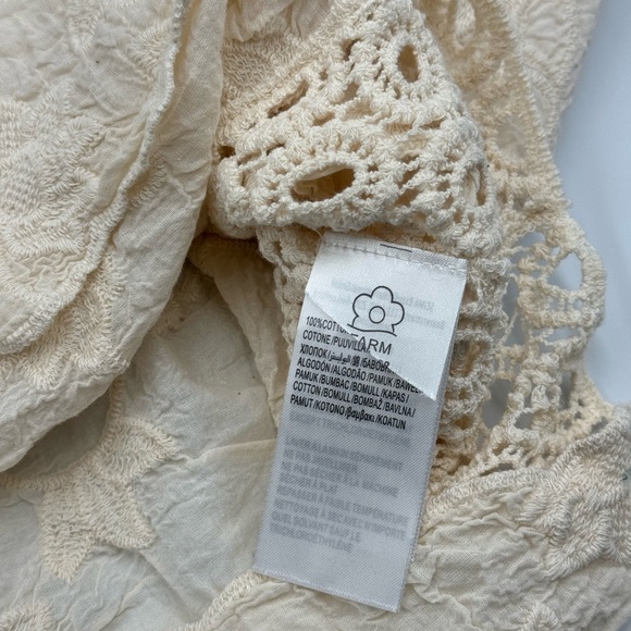 🆕 FARM Rio 🧿 NWOT Off White Crochet Long Sleeve Blouse - Picture 14 of 15